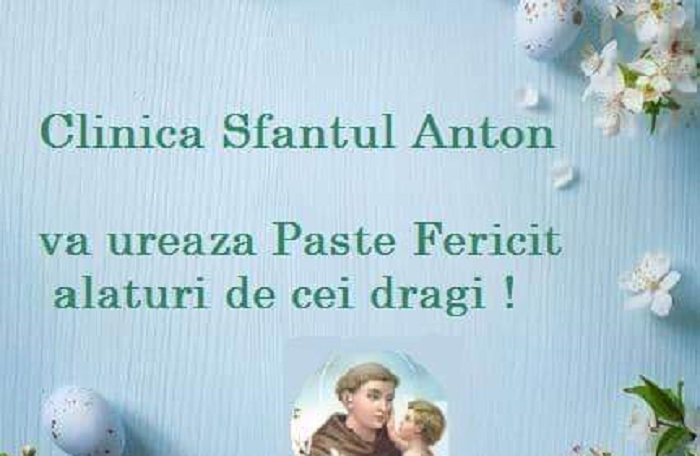 Clinica Sfântul Anton vă urează Paște Fericit, alături de cei dragi