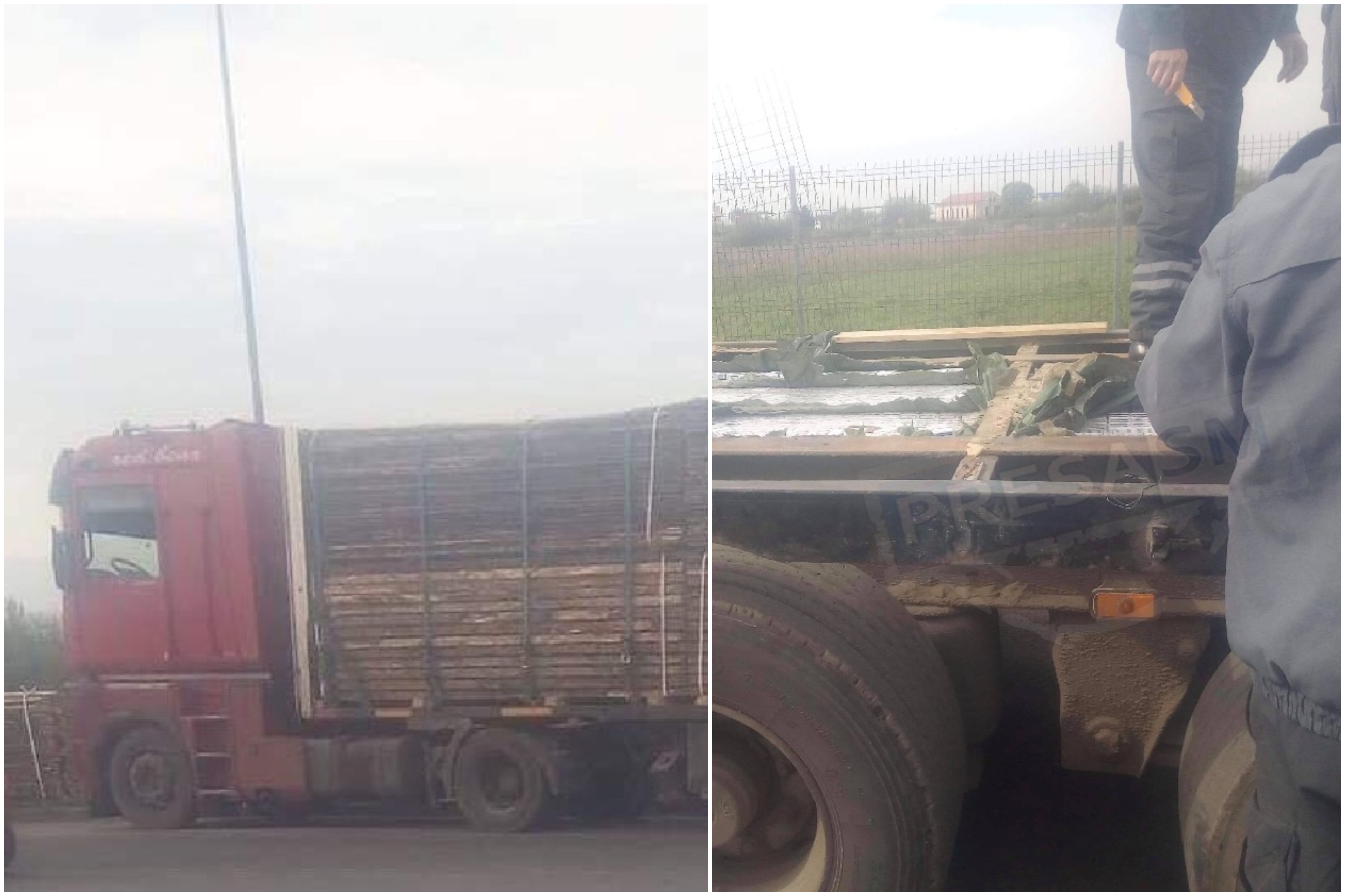 FOTOGALERIE. Captură importantă de țigări în Vama Halmeu. Două TIR-uri au fost trase pe dreapta
