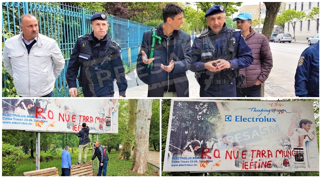 FOTO/VIDEO. Protest inedit al unui deputat la Electrolux Satu Mare. Au intervenit jandarmii