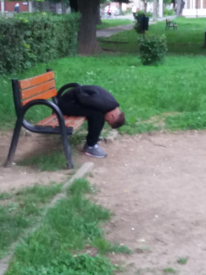 FOTO.Tânăr sub influența etnobotanicelor, într-un parc din Satu Mare. Au acționat polițiștii locali