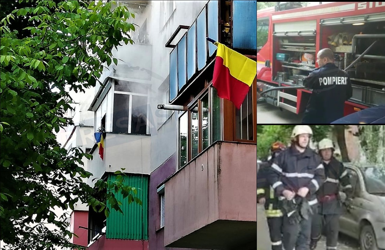 FOTO/VIDEO. Incendiu într-un bloc din Cartierul Micro 17. La un pas de dezastru