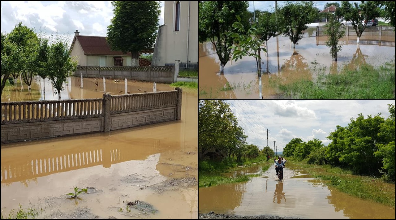 FOTO/VIDEO. Inundații la Tătărești. Drumuri din localitate, sub ape