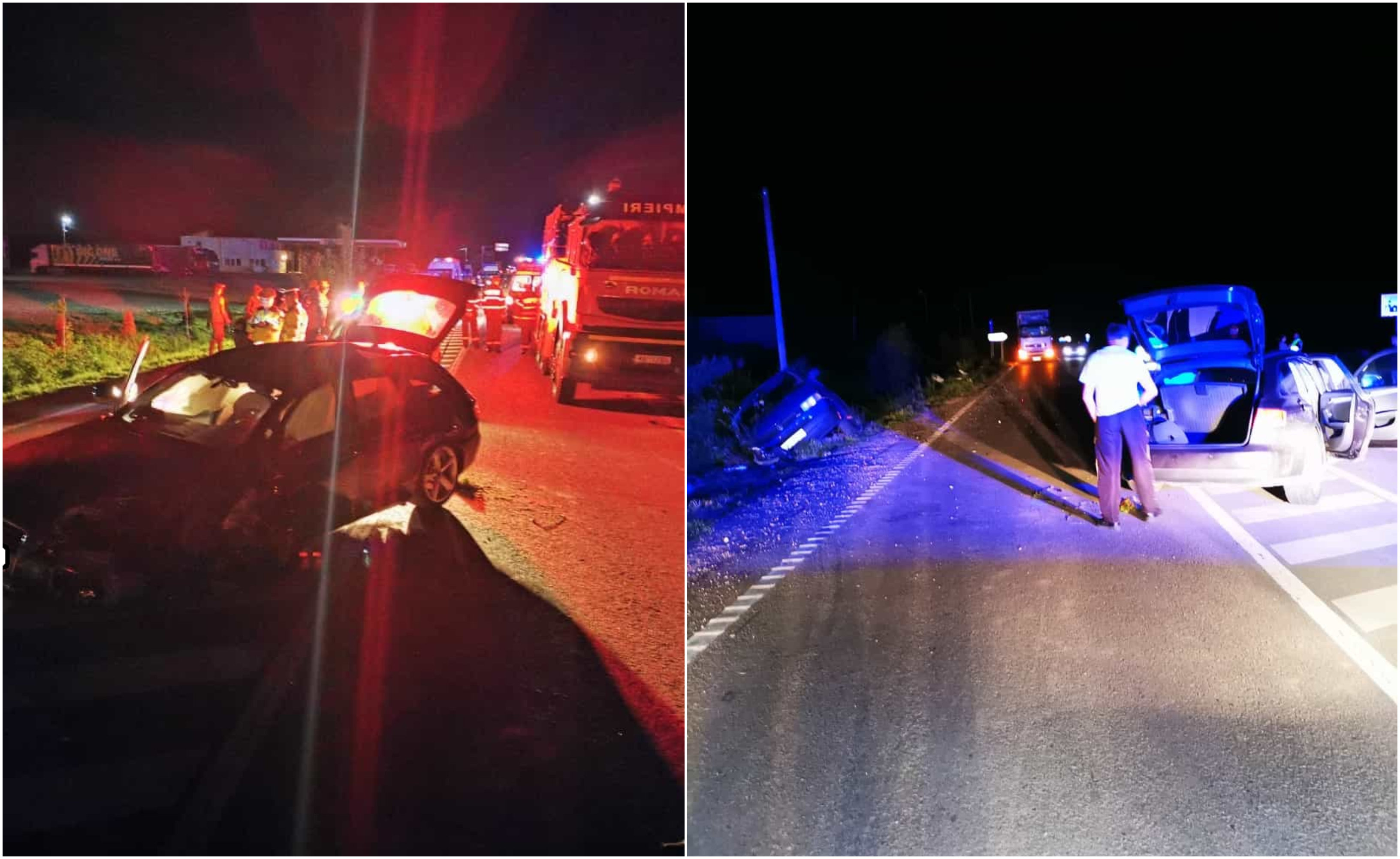 FOTO/VIDEO. Desfășurare impresionantă de forțe la accidentul de pe DN 1C. Zeci de salvatori implicați