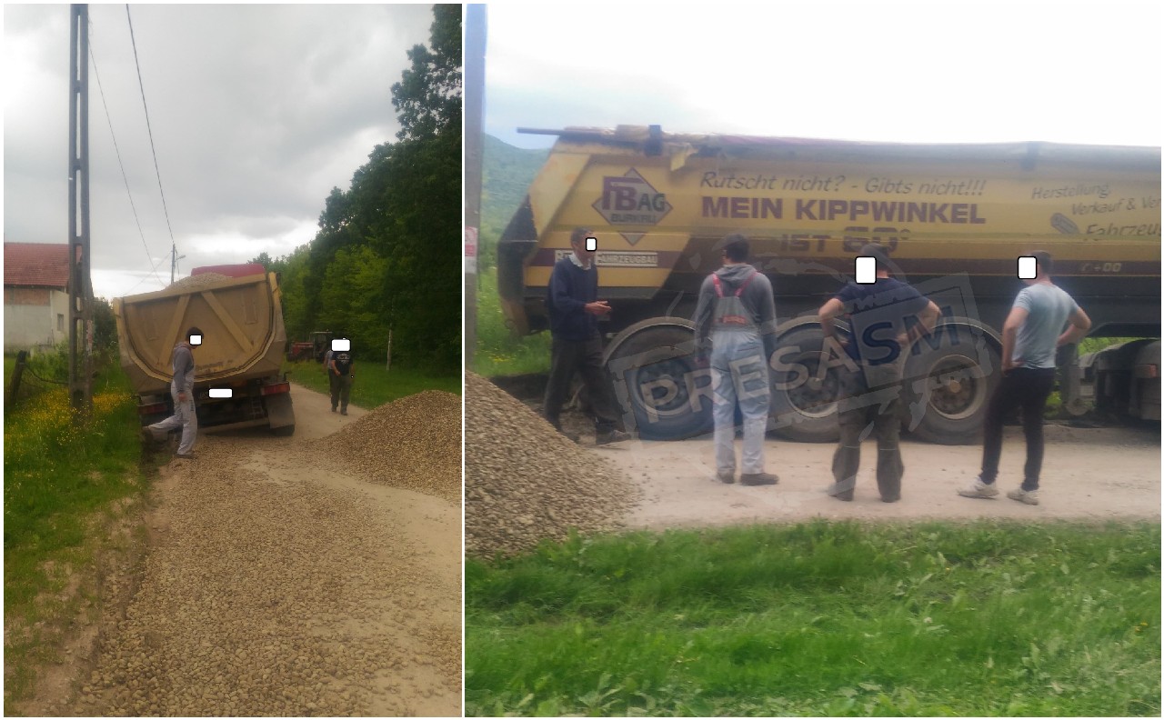 FOTOGALERIE. ”No, amu-i bai”. ”Dorel” s-a împotmolit cu camionul în șanț, în propria ”capcană”