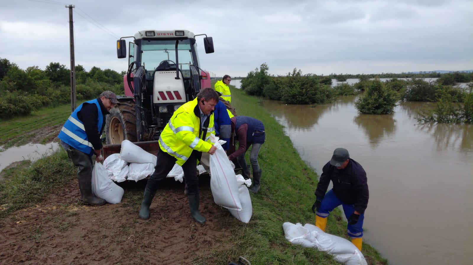 FOTOGALERIE. Fisuri în diguri și risc iminent de inundații în județul Satu Mare