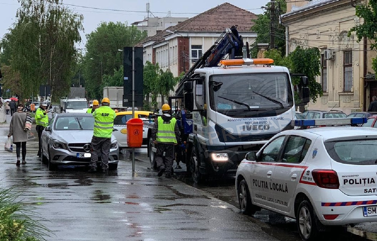 FOTO/VIDEO. Nici Mercedes-urile nu scapă de ridicare în municipiul Satu Mare
