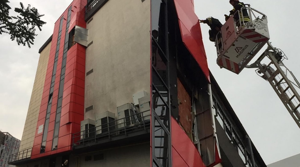 FOTO/VIDEO. Intervenție la înălțime, la Satu Mare Shopping Plaza