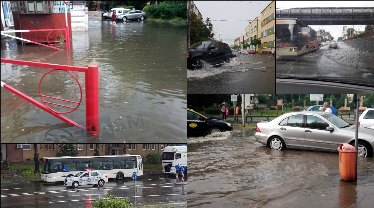FOTO/VIDEO. Satu Mare, mica Veneție după o ploaie torențială de aproximativ o oră