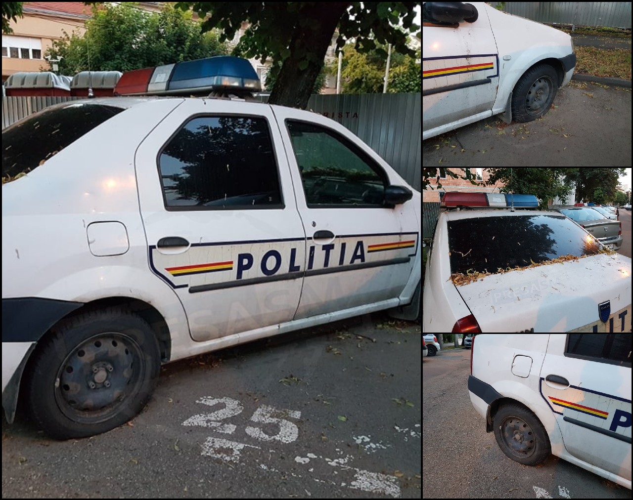 FOTO. Mașină a Poliției Satu Mare, lăsată în paragină?! Polițiștii susțin contrariul
