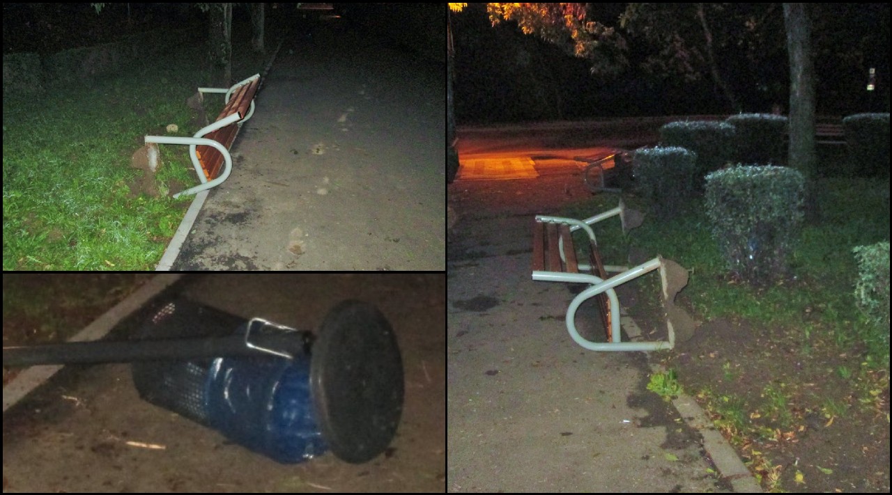 FOTO. Tineri și ... vandali. Parc din Micro 15, distrus de trei sătmăreni