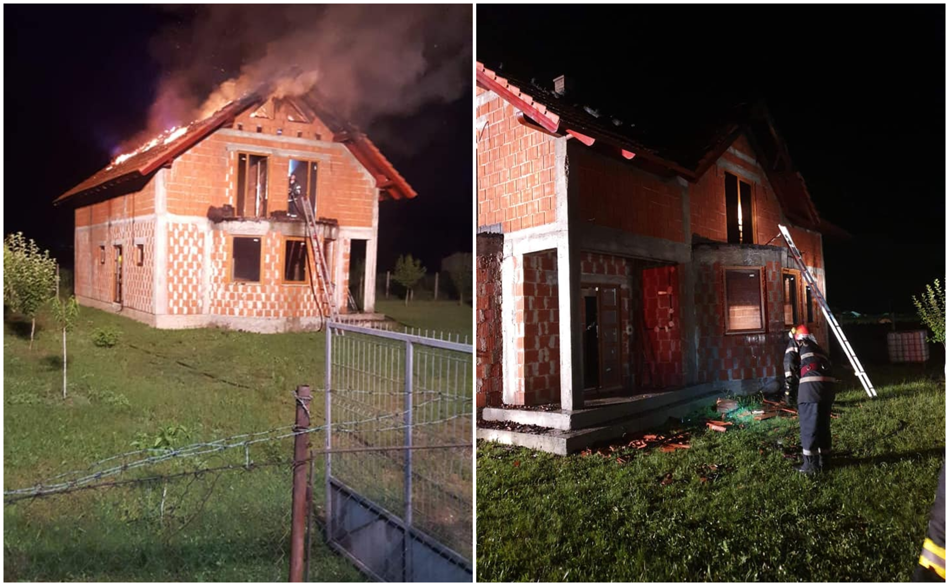 FOTOGALERIE. Casă lovită de fulger în județul Satu Mare! Acoperiș făcut scrum!