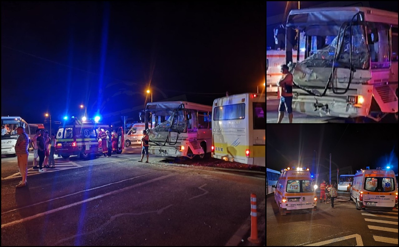 FOTO/VIDEO. Accident teribil, cu victime multiple în Satu Mare. Impact între două autobuze
