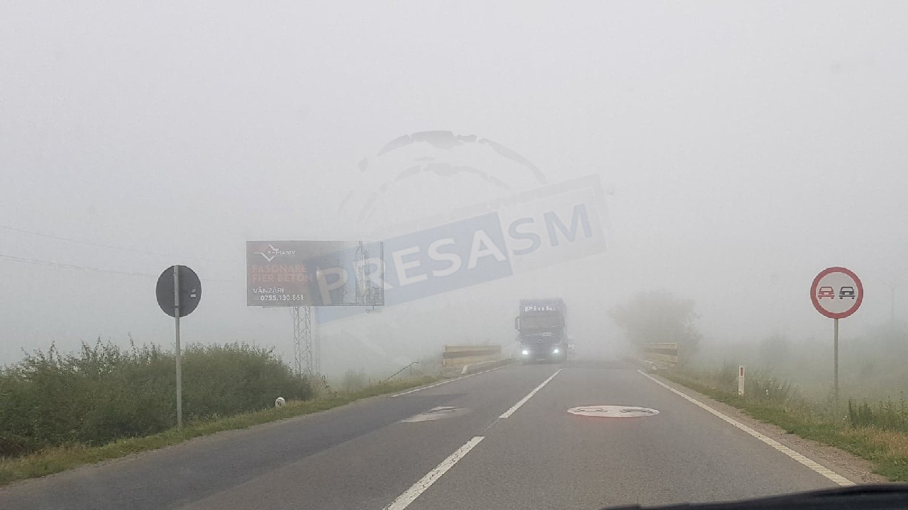 FOTO. Ceață pe DN19, în județul Satu Mare. Atenție, șoferi!