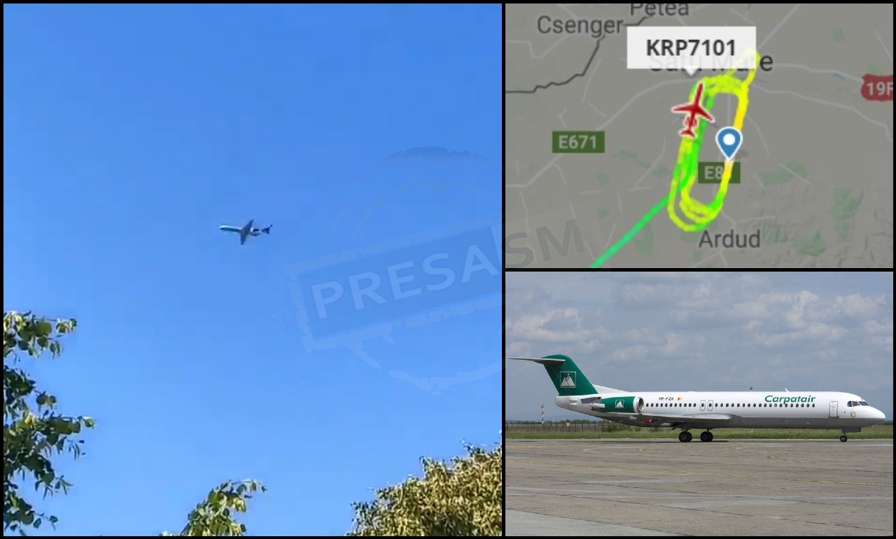 FOTO/VIDEO. Un avion de pasageri se învârte deasupra Sătmarului. Oamenii își fac griji