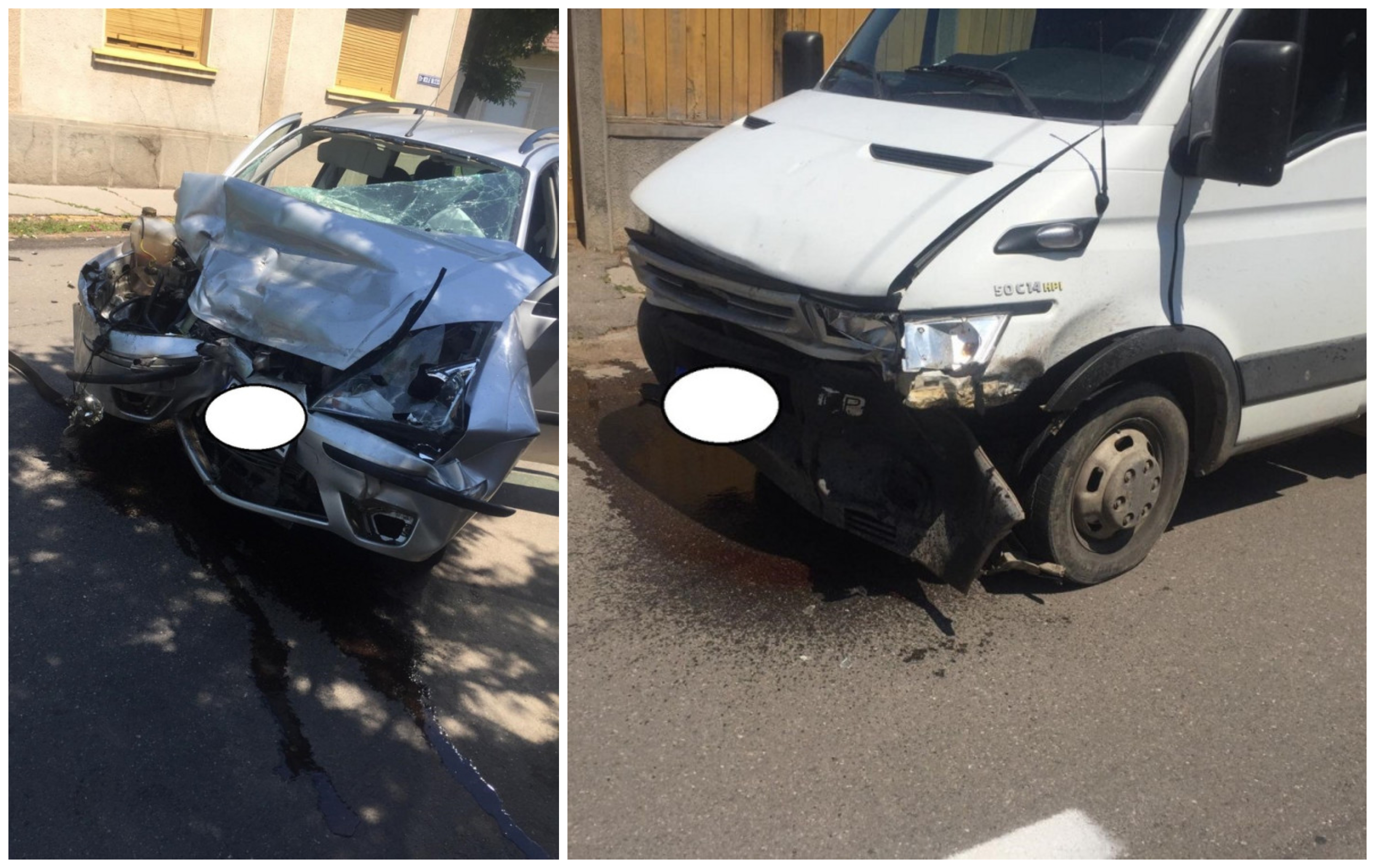 FOTO. Accident frontal, nu s-a anunțat Poliția. Coliziune între un automobil și o autoutilitară