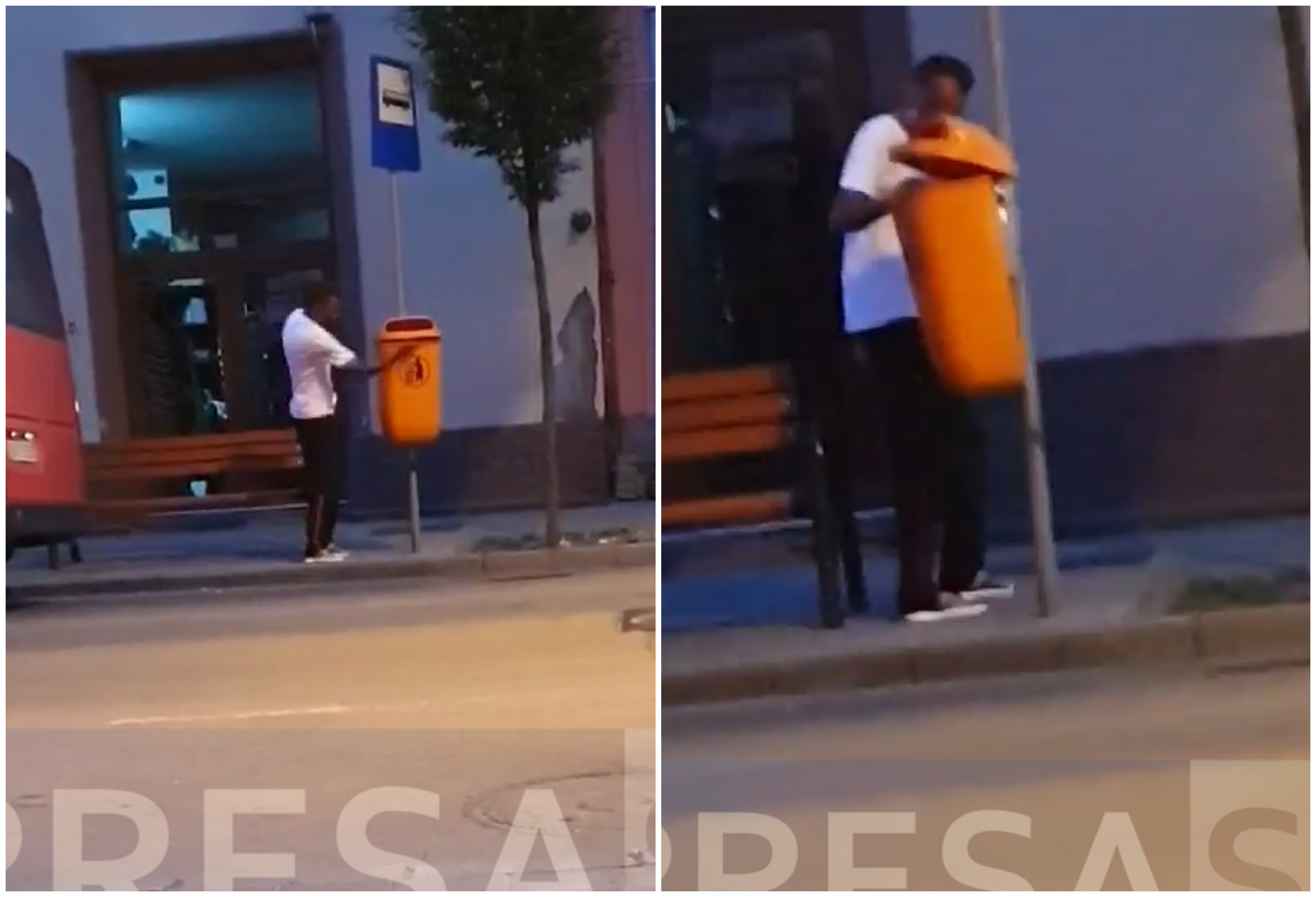 VIDEO. ”Beatman” provoacă distrugeri în centrul Sătmarului, în plină zi, lângă Poliție