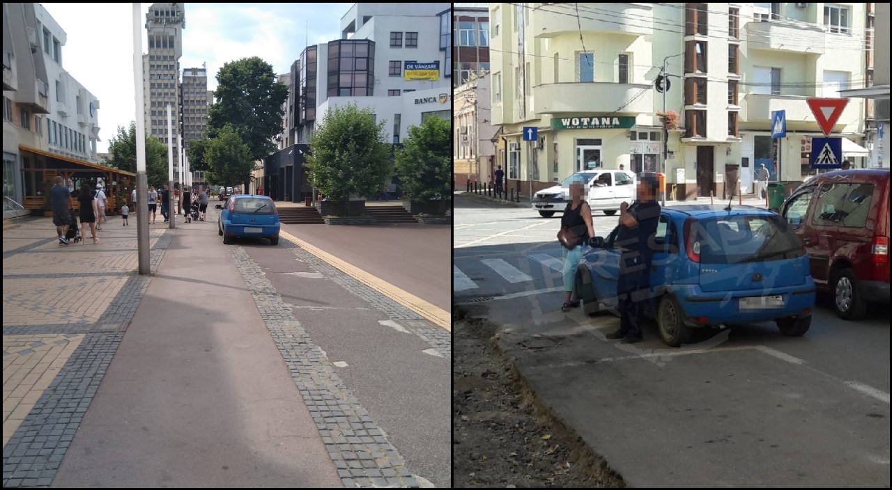 FOTO. Șoferiță cu tupeu! Angajată a firmei de salubritate, staționează unde vrea