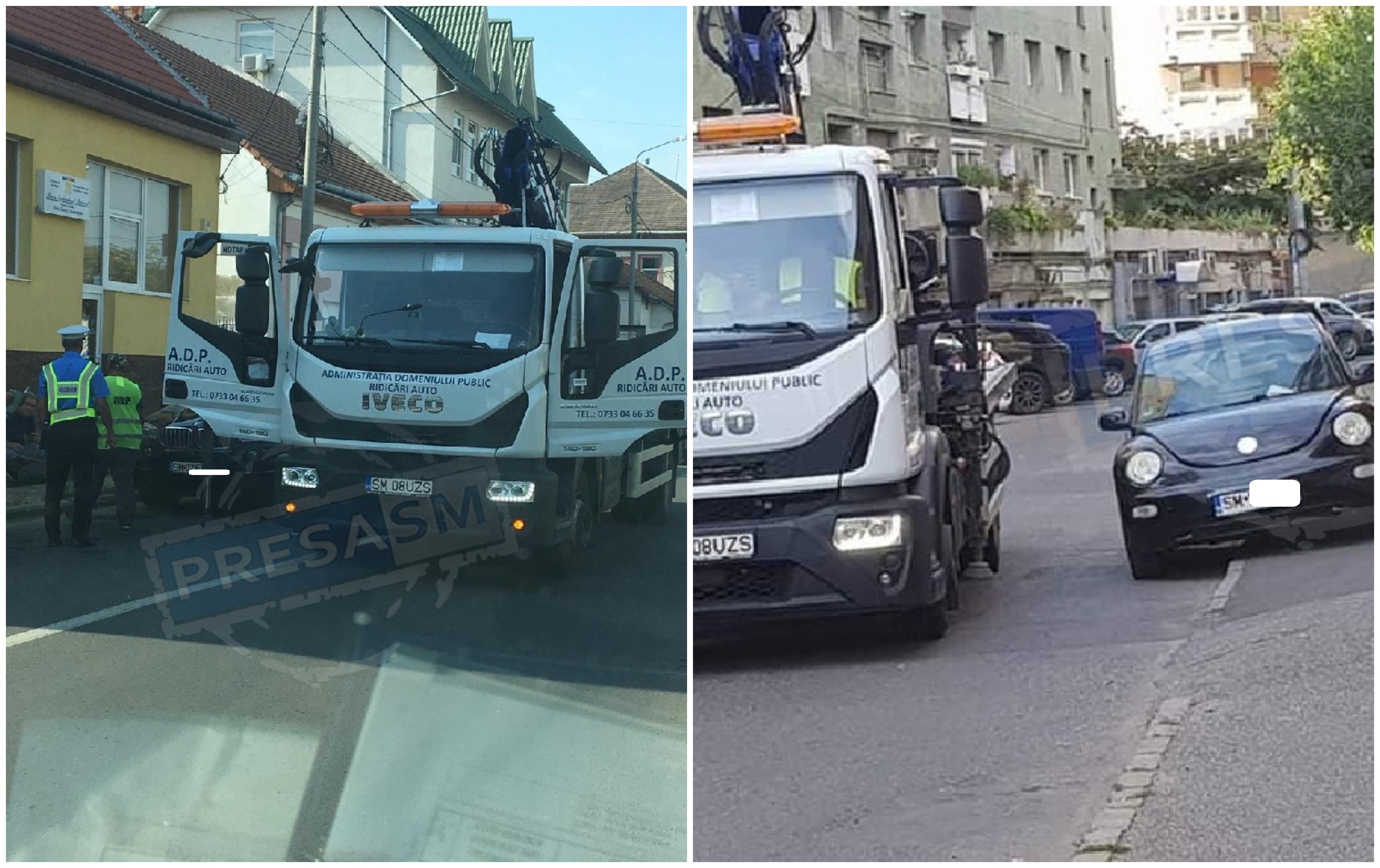 FOTO. Unele mașini nu pot fi ridicate în Satu Mare. Din cauza roților