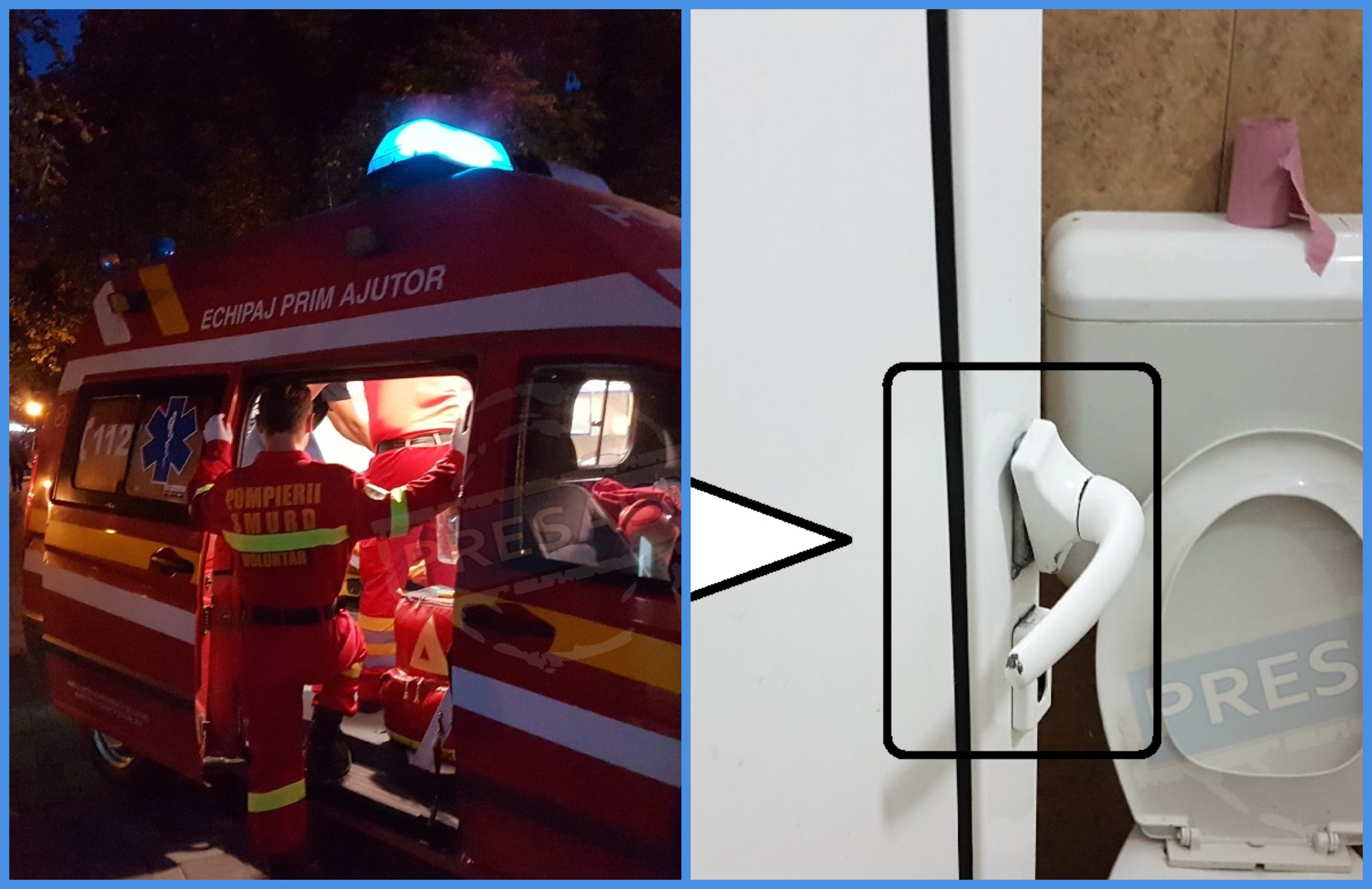 FOTO. Un sătmărean beat s-a blocat în toaletă. Au intervenit Pompierii și Poliția