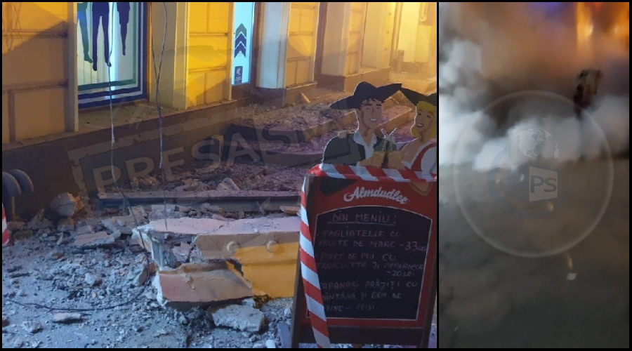 FOTO/VIDEO. Momentul prăbușirii fațadei hotelului din Centru, filmat de trecători