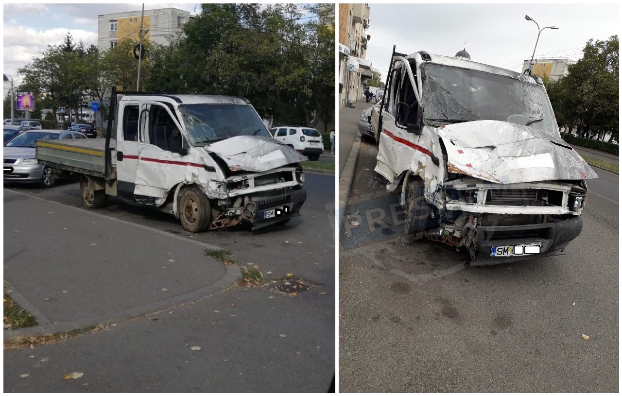 FOTOGALERIE. Mașină distrusă într-un accident, abandonată lângă Spitalul Județean