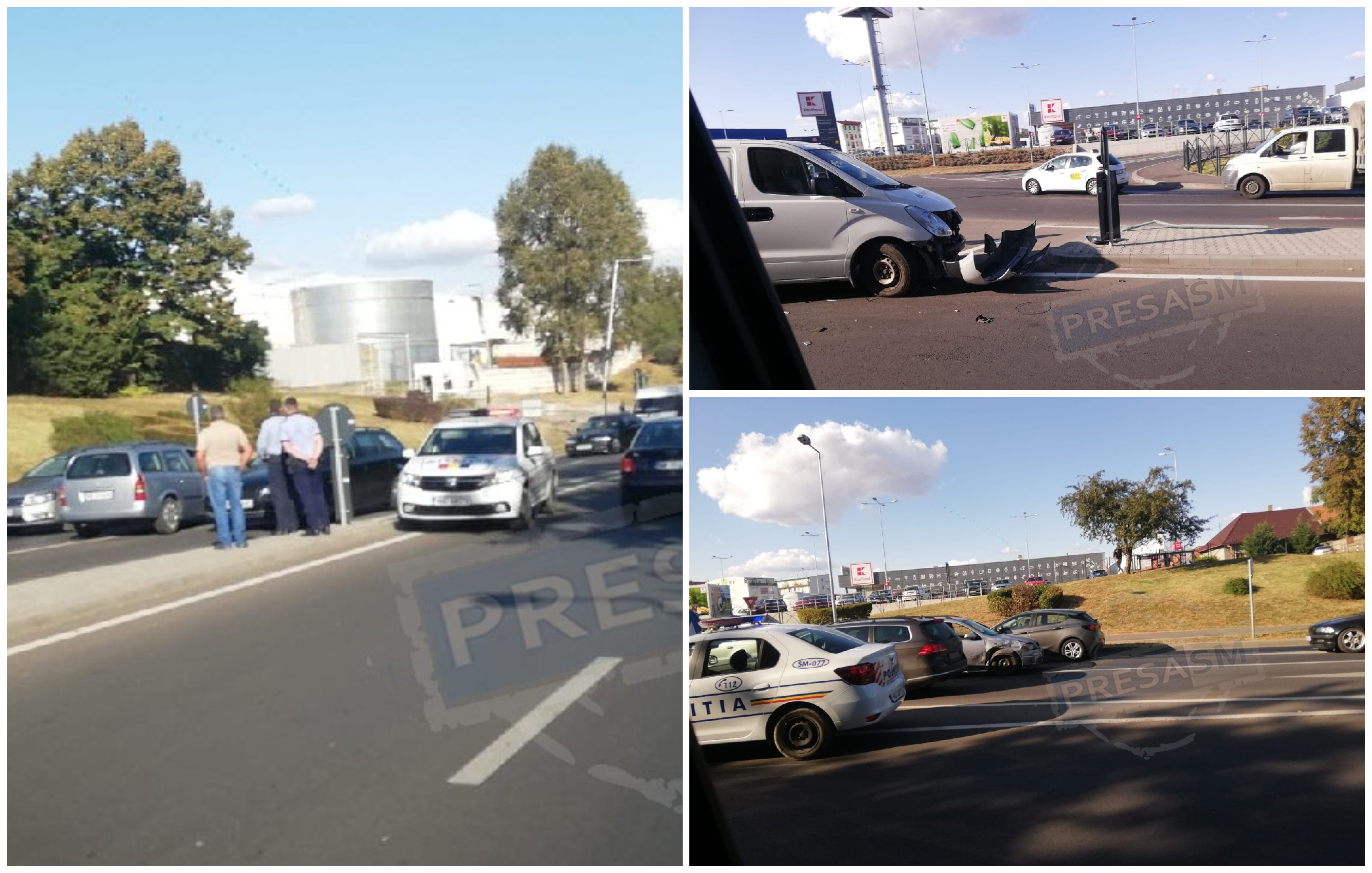 FOTOGALERIE. Impact între o dubă și un autovehicul în sensul de la Kaufland