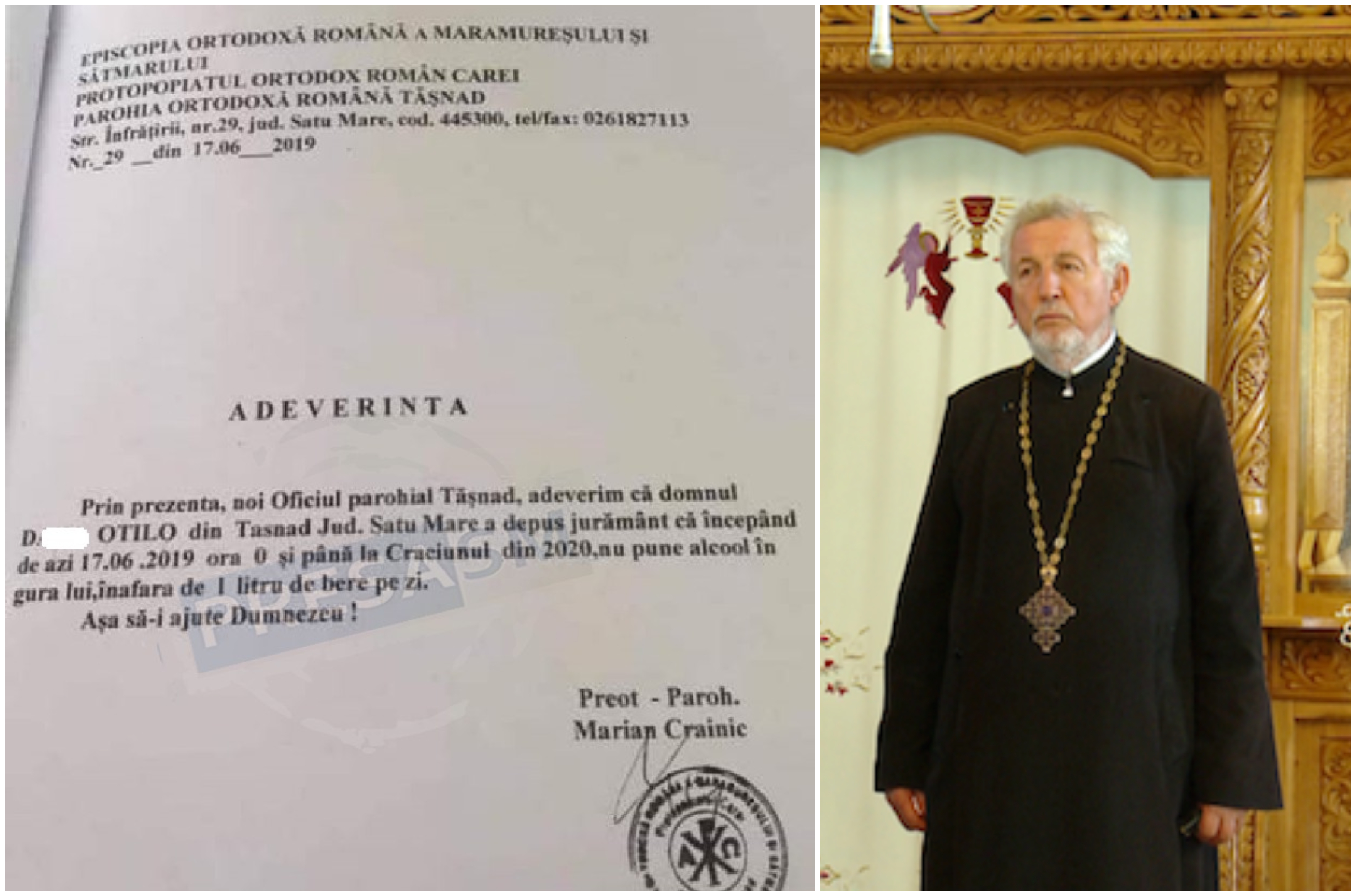 Explicațiile preotului care dă adeverințe pentru alcoolici. Episcopia nu acceptă aceste practici