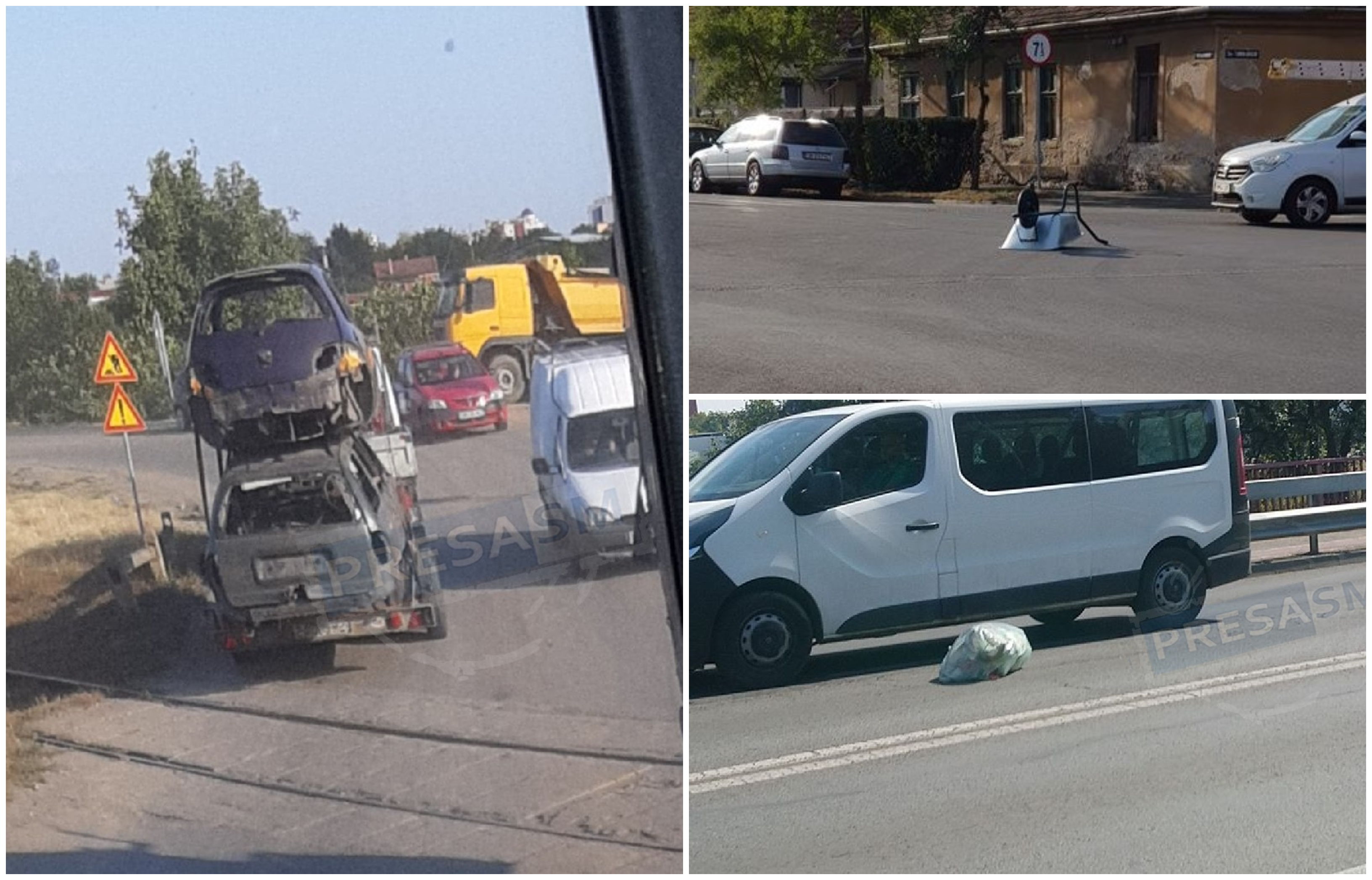 FOTO. Rable ”supraetajate”, roabe pe șosea și pungi de gunoi pe pod. Sătmarul minunilor!