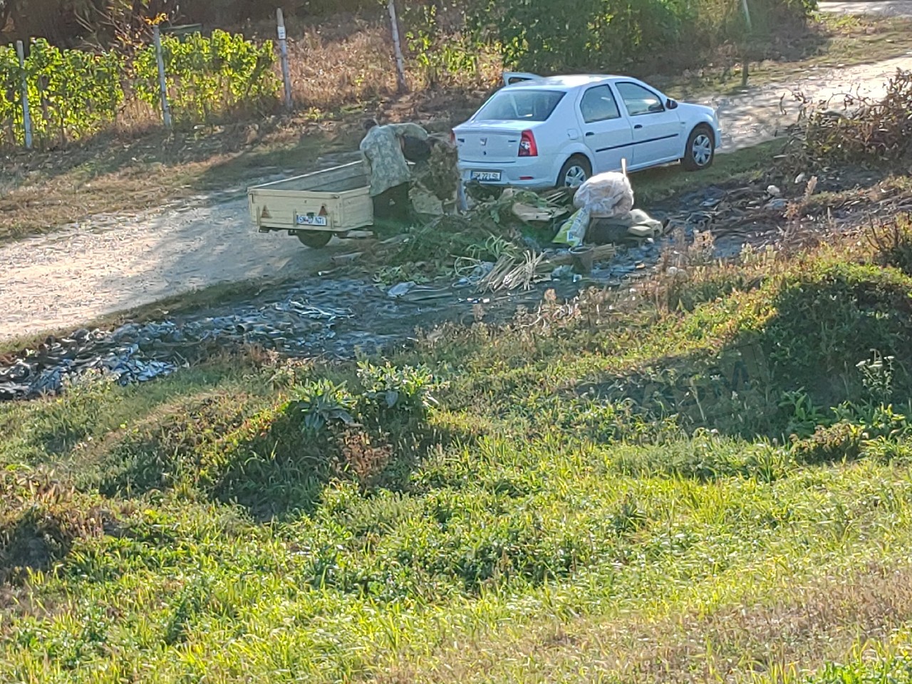 FOTO. Individul care a făcut diguri de gunoaie, sancționat și pus să facă curățenie