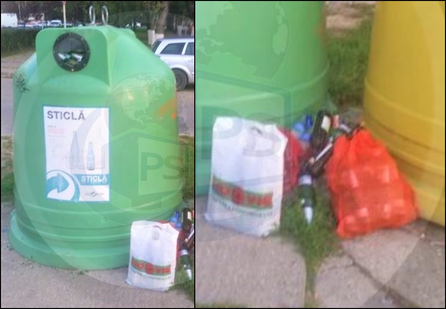 FOTO. Când vrei să reciclezi, dar te lovești de nepăsare. Containere pline, gunoi lăsat în stradă