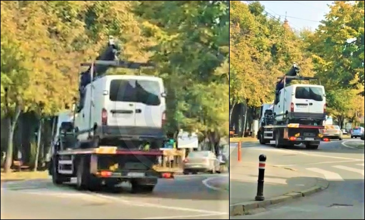 VIDEO. Utilajul de ridicat mașini a ”ridicat” și cablurile din centrul Sătmarului