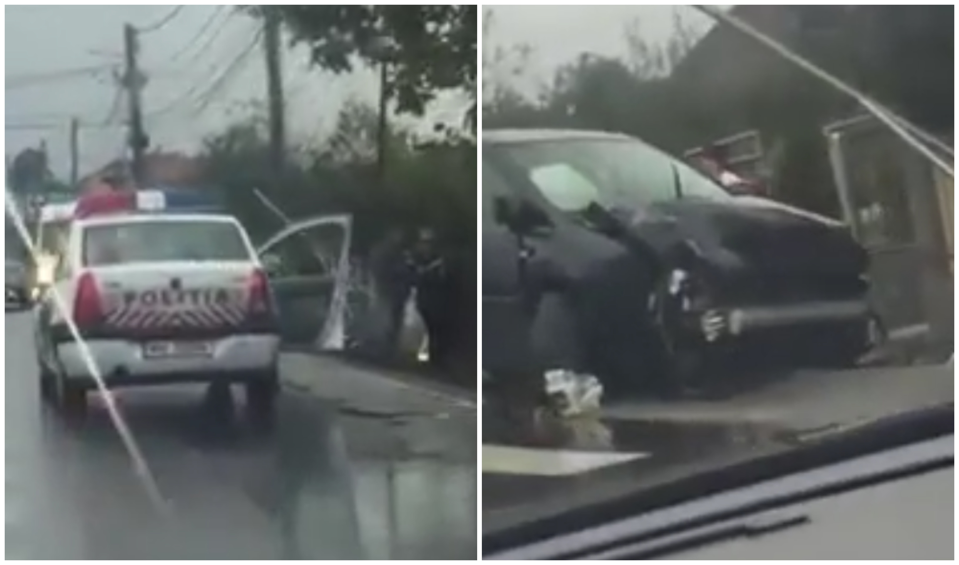 VIDEO. O mașină a ajuns într-un cap de pod, pe DN 1C