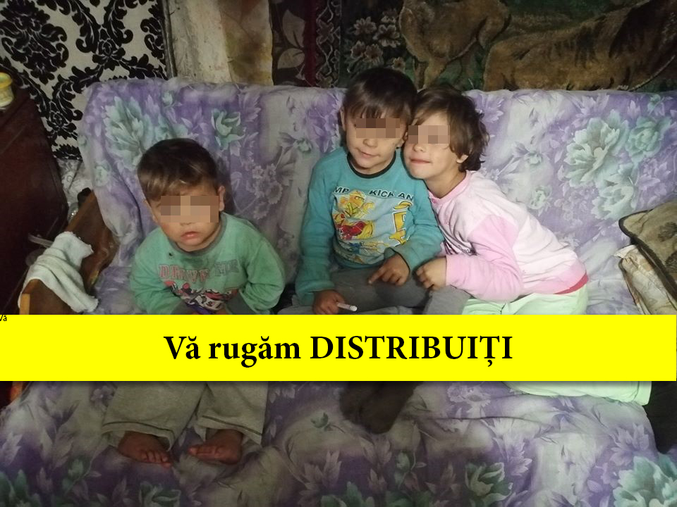 FOTO. Trei copilași rămași fără mamă au nevoie de ajutor. Tatăl lucrează cu ziua pentru a-i putea crește