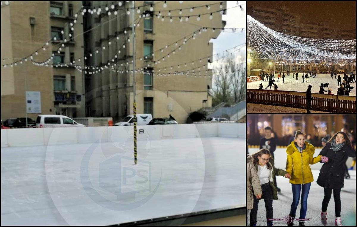 FOTO. Patinoarul din Satu Mare, aproape funcțional! Deja este gheață