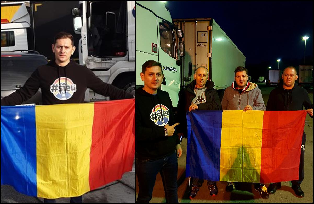 FOTO/VIDEO. Un "Super Român". A luat șoferii de TIR-uri și i-a dus la vot. Mesajul pentru românii de acasă