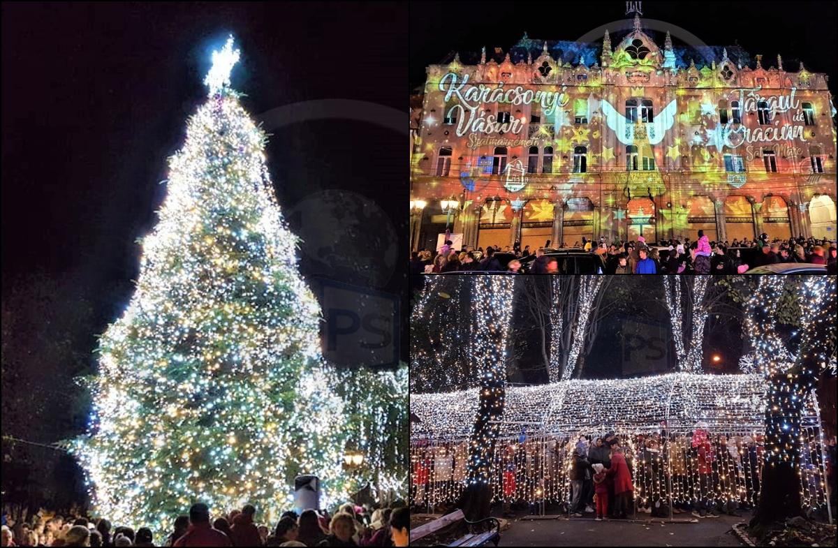 FOTO/VIDEO. Satu Mare, atmosferă de Cărciun: S-au aprins mii de beculețe!