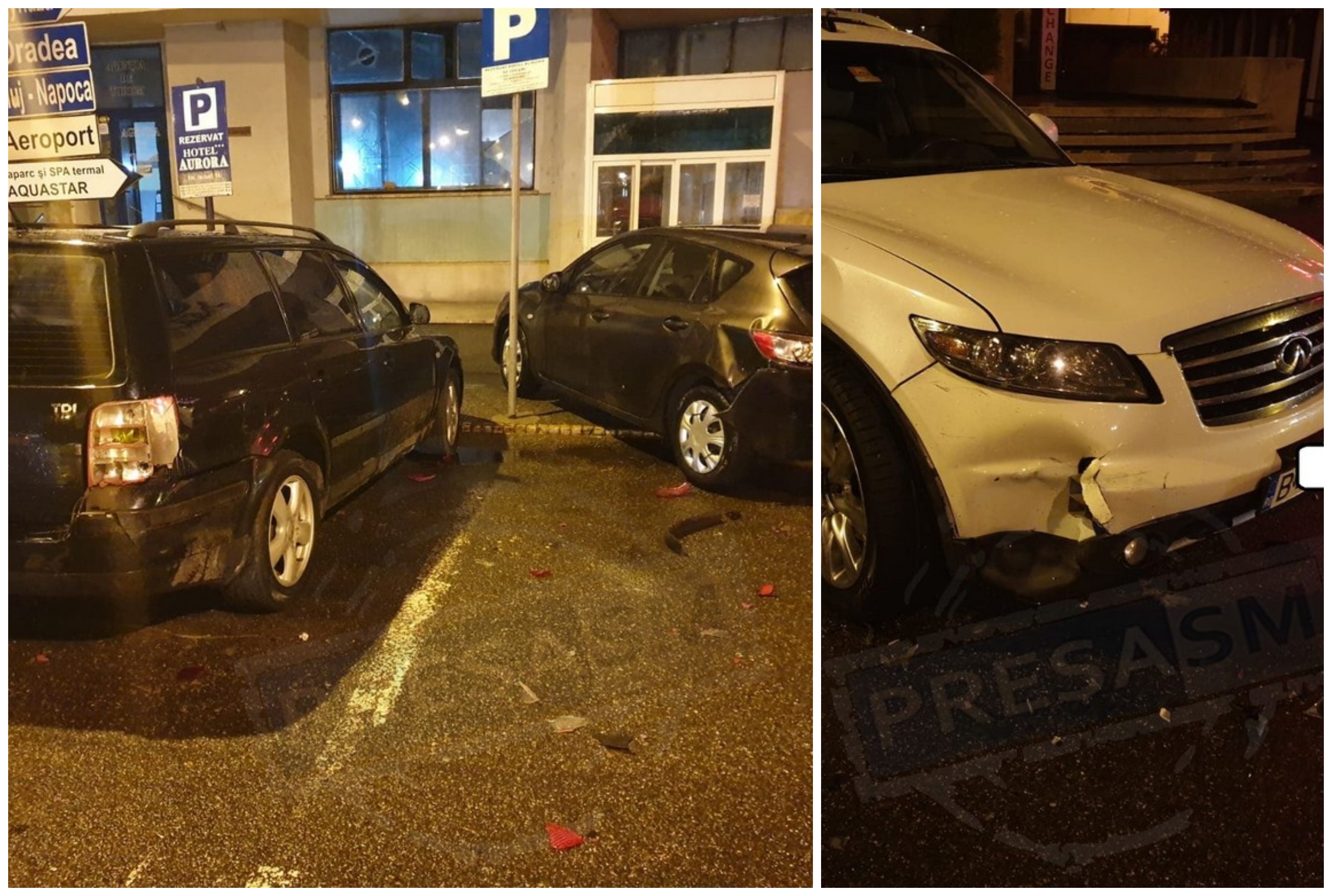 FOTO. Un șofer beat a distrus trei mașini și a fugit! Urmărit de Poliție și Poliția Locală