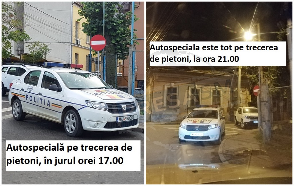 FOTO. Poliția poate staționa ilegal în Satu Mare, ore în șir?! Nu se ridică?!
