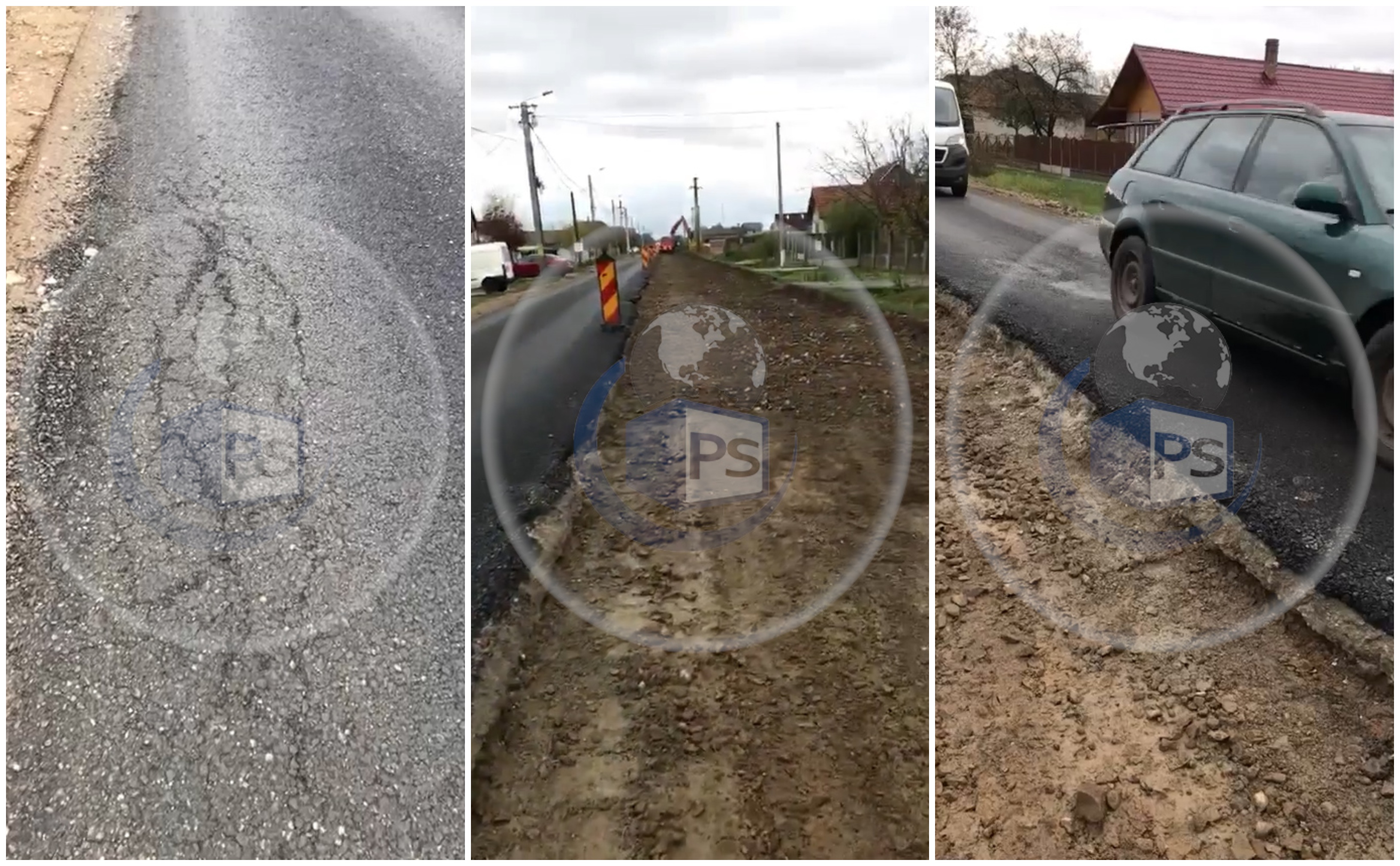 VIDEO. Drumul dintre Satu Mare și Botiz crapă în timpul lucrărilor! Autoritățile nu comentează