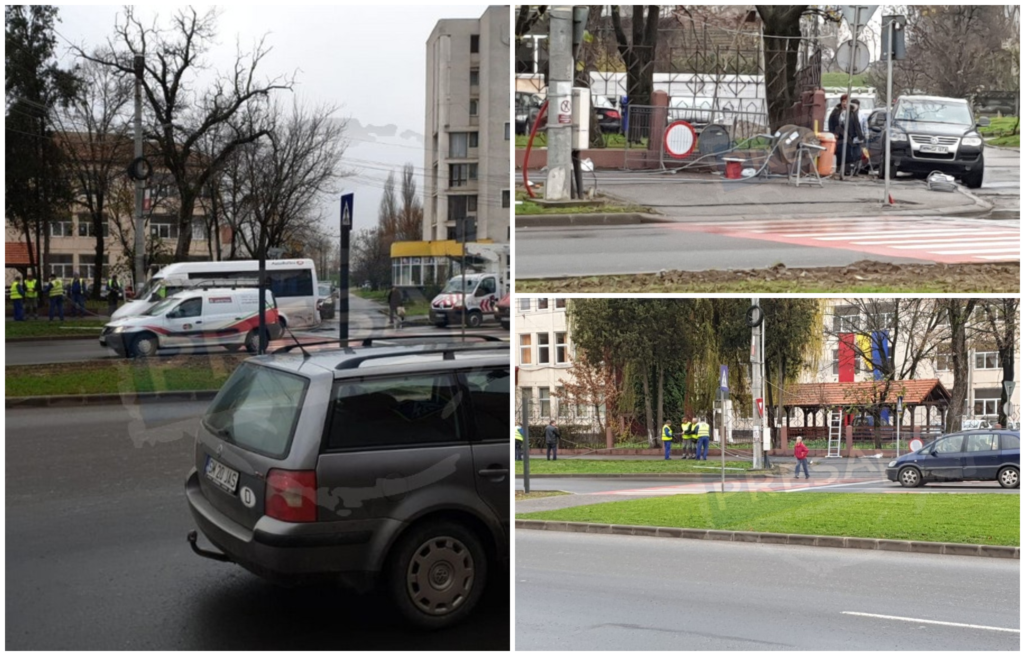 FOTOGALERIE. Se montează semafor lângă Liceul Economic. Trecerea se securizează