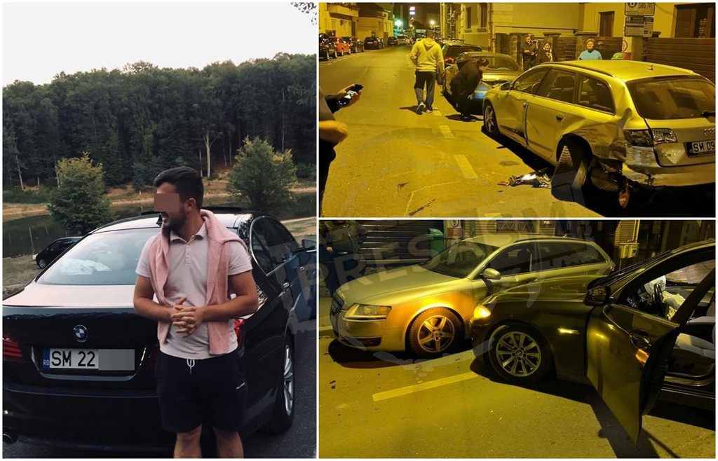FOTO. Șoferul BMW-ului care a lovit șapte mașini, lăsat fără permis. Ce spun polițiștii