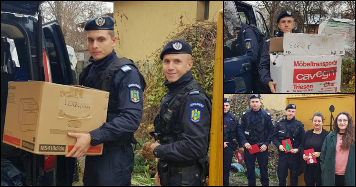 FOTO. Cadouri de la jandarmi pentru tinerii care trăiesc pe stradă