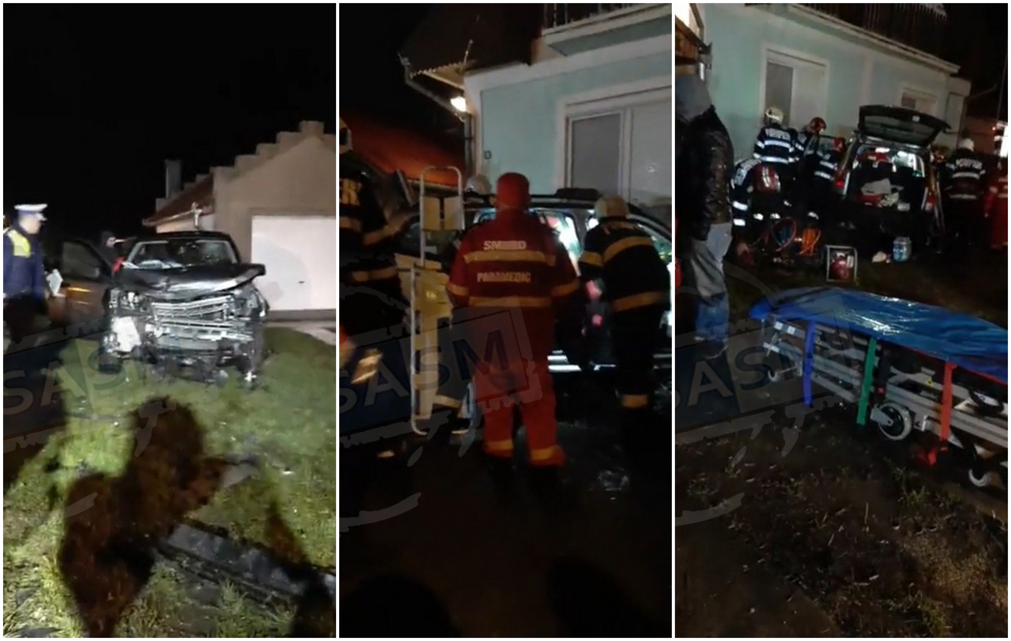 FOTO/VIDEO. Mașină proiectată în zidul casei. Cum s-a petrecut accidentul de la Carei