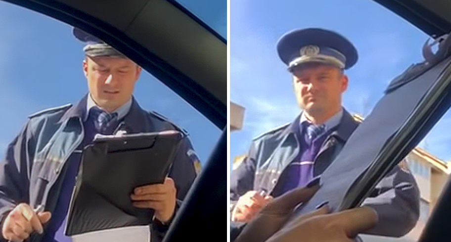 VIDEO. Un polițist și-a amendat fosta soție. Mașina cumpărată chiar de el nu avea foliile omologate!