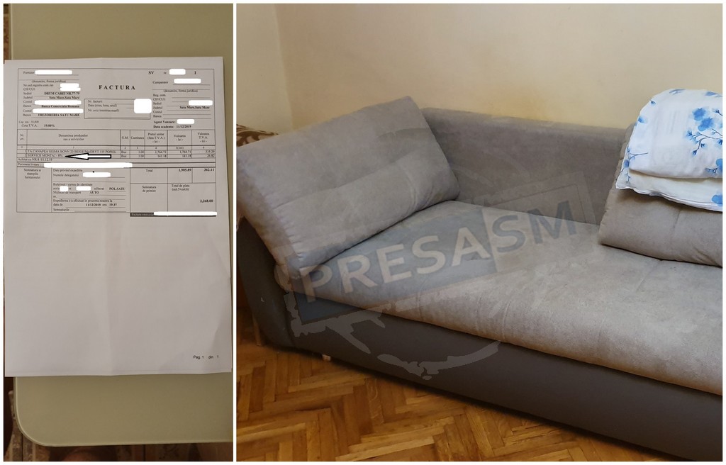 FOTO. Sătmărean nevoit să își care canapeaua. Cei plătiți, s-au uitat la el!