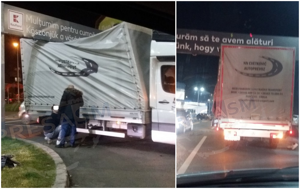 FOTO. Mr. Bean lovește la Kaufland. Blocat cu camionetă sub ”barieră”