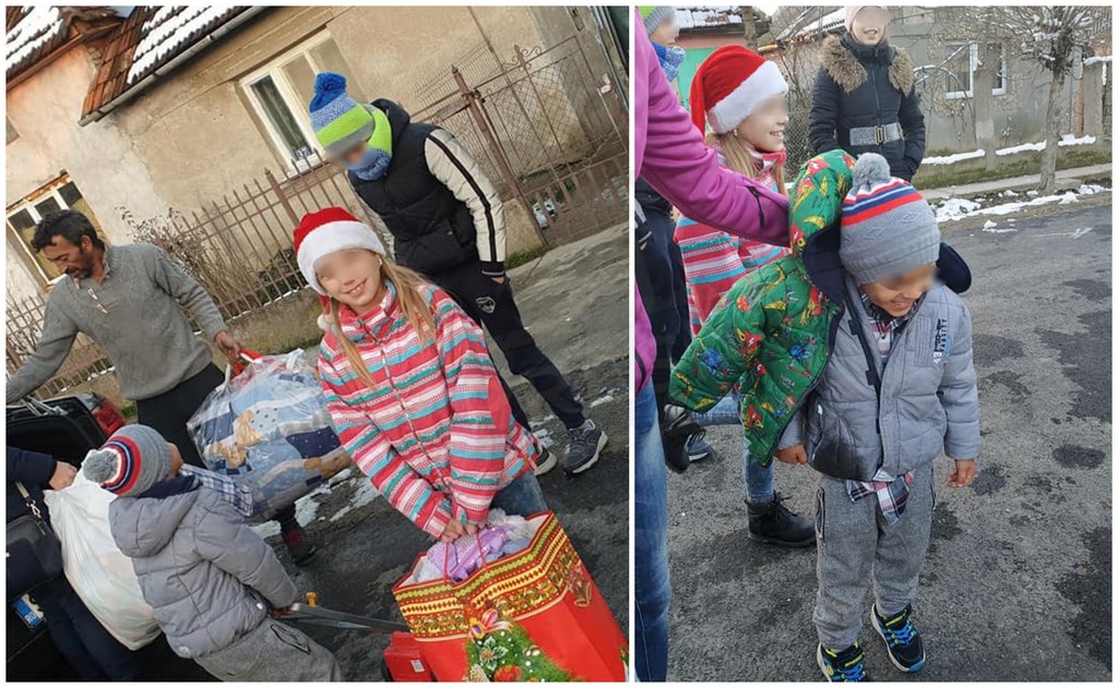 FOTO. A venit Moșul la cei trei copilași orfani de mamă! Trăiesc într-o sărăcie lucie