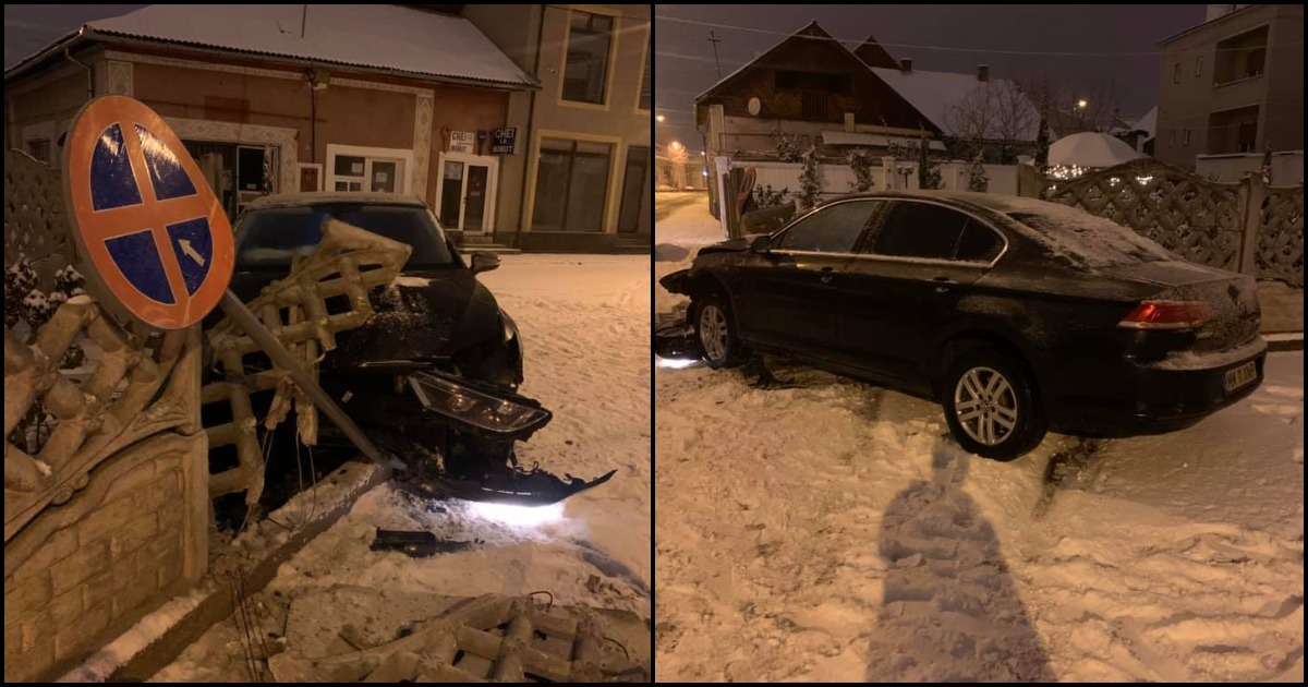 FOTO. Zăpada și viteza. A spulberat un gard, a fugit, cheile în contact