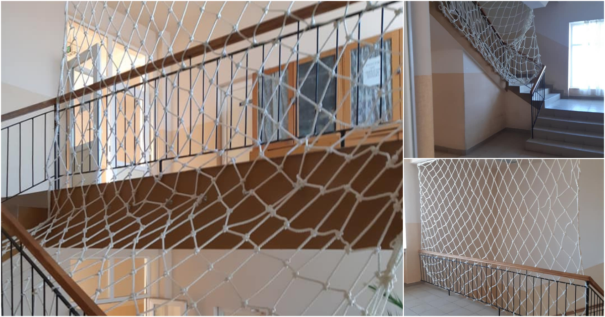 FOTO. Plasă de protecție la o școală din județ, după ce un copil a căzut de la etaj