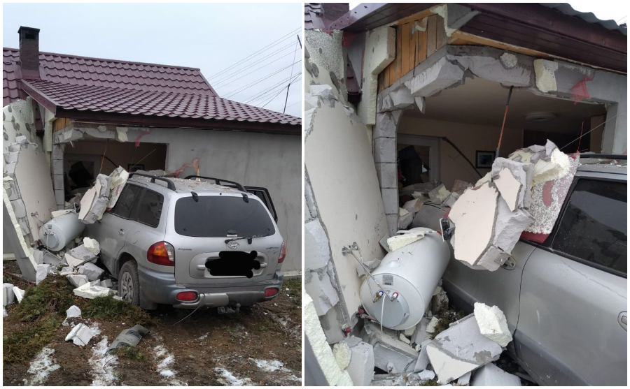 FOTO. Șoferiță (18 ani) a intrat cu mașina, în plin, într-o casă!